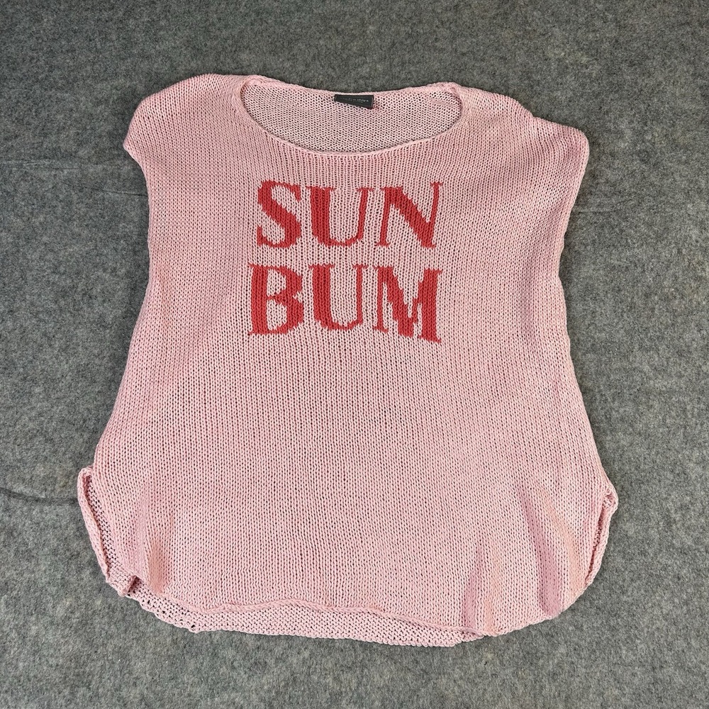 Wooden Ships Sleeveless Open Knit Sweater Cotton Blend Sun Bum Pink Beach S/M